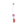Boston Red Sox B Logo Pregnancy Maternity Pink Belly Button Navel Ring - Pick Your Color