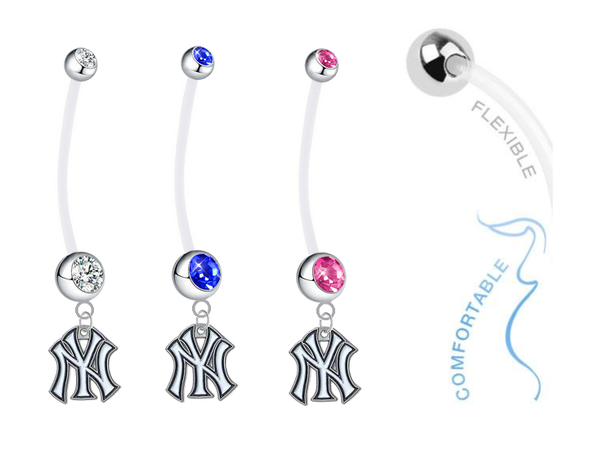 New York Yankees Pregnancy Maternity Belly Button Navel Ring - Pick Your Color