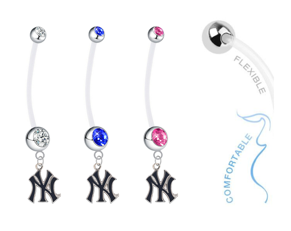 New York Yankees Style 2 Pregnancy Maternity Belly Button Navel Ring - Pick Your Color