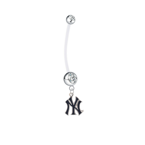 New York Yankees Style 2 Pregnancy Maternity Clear Belly Button Navel Ring - Pick Your Color