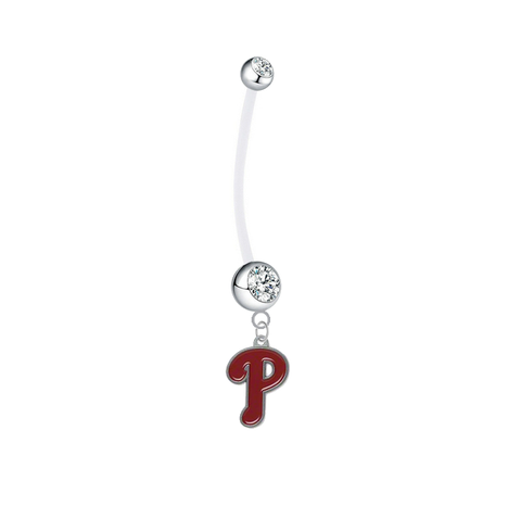 Philadelphia Phillies Pregnancy Maternity Clear Belly Button Navel Ring - Pick Your Color