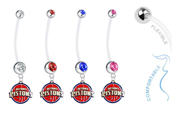 Detroit Pistons Pregnancy Maternity Belly Button Navel Ring - Pick Your Color