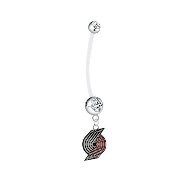 Portland Trail Blazers Pregnancy Maternity Clear Belly Button Navel Ring - Pick Your Color