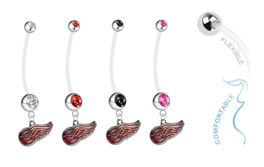 Detroit Red Wings Pregnancy Maternity Belly Button Navel Ring - Pick Your Color