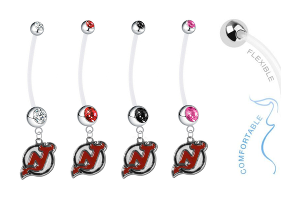  New Jersey Devils Pregnancy Maternity Belly Button Navel Ring - Pick Your Color