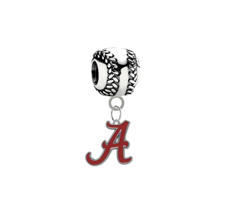 Alabama Crimson Tide Baseball European Bracelet Charm Pandora Compatible SportsJewelryProShop