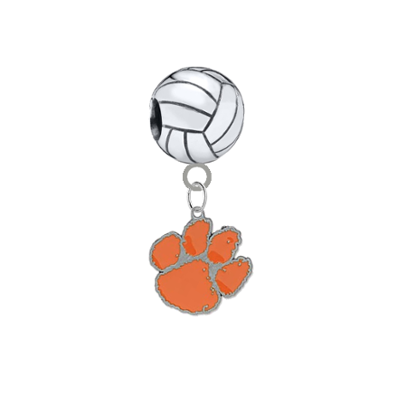 Clemson Tigers Volleyball European Bracelet Charm (Pandora Compatible)