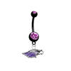 Wisconsin Whitewater Warhawks BLACK WITH PINK GEM College Belly Button Navel Ring