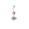 Kansas City Chiefs Silver Pink Swarovski Belly Button Navel Ring - Customize Gem Colors