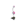 Los Angeles Rams Silver Pink Swarovski Belly Button Navel Ring - Customize Gem Colors