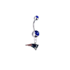 New England Patriots Silver Blue Swarovski Belly Button Navel Ring - Customize Gem Colors