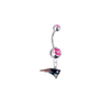 New England Patriots Silver Pink Swarovski Belly Button Navel Ring - Customize Gem Colors