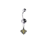 New Orleans Saints Silver Swarovski Black Belly Button Navel Ring - Customize Gem Colors