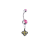 New Orleans Saints Silver Swarovski Pink Belly Button Navel Ring - Customize Gem Colors