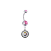 Pittsburgh Steelers SilverPink Swarovski Belly Button Navel Ring - Customize Gem Colors