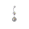 Pittsburgh Steelers Silver Auora Borealis Swarovski Belly Button Navel Ring - Customize Gem Colors