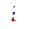 Boston Red Sox Silver Blue Swarovski Belly Button Navel Ring - Customize Gem Colors
