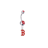 Boston Red Sox B Logo Silver Red Swarovski Belly Button Navel Ring - Customize Gem Colors