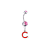 Chicago Cubs C Logo Silver Pink Swarovski Belly Button Navel Ring - Customize Gem Colors