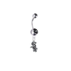 Chicago White Sox Silver Black Swarovski Belly Button Navel Ring - Customize Gem Colors