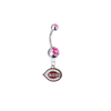Cincinnati Reds Silver Pink Swarovski Belly Button Navel Ring - Customize Gem Colors
