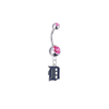 Detroit Tigers Silver Pink Swarovski Belly Button Navel Ring - Customize Gem Colors