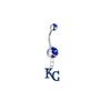 Kansas City Royals Style 2 Silver Blue Swarovski Belly Button Navel Ring - Customize Gem Colors
