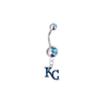 Kansas City Royals Style 2 Silver Light Blue Swarovski Belly Button Navel Ring - Customize Gem Colors