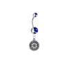 Seattle Mariners Silver Blue Swarovski Belly Button Navel Ring - Customize Gem Colors