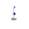 Minnesota Twins Silver Blue Swarovski Belly Button Navel Ring - Customize Gem Colors