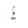 Minnesota Twins Silver Red Swarovski Belly Button Navel Ring - Customize Gem Colors