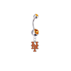 New York Mets Silver Orange Swarovski Belly Button Navel Ring - Customize Gem Colors