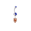New York Mets Silver Blue Swarovski Belly Button Navel Ring - Customize Gem Colors