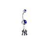 New York Yankees Style 2 Silver Blue Swarovski Belly Button Navel Ring - Customize Gem Colors