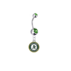 Oakland Athletics Silver Green Swarovski Belly Button Navel Ring - Customize Gem Colors