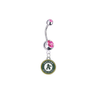 Oakland Athletics Silver Pink Swarovski Belly Button Navel Ring - Customize Gem Colors