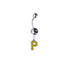 Pittsburgh Pirates Silver Black Swarovski Belly Button Navel Ring - Customize Gem Colors