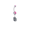 San Diego Padres Silver Pink Swarovski Belly Button Navel Ring - Customize Gem Colors