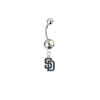 San Diego Padres Silver Auora Borealis Swarovski Belly Button Navel Ring - Customize Gem Colors