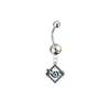 Tampa Bay Rays Silver Auora Borealis Swarovski Belly Button Navel Ring - Customize Gem Colors