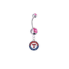 Texas Rangers Silver Pink Swarovski Belly Button Navel Ring - Customize Gem Colors
