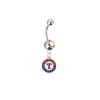 Texas Rangers Silver Auora Borealis Swarovski Belly Button Navel Ring - Customize Gem Colors