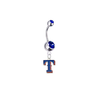 Texas Rangers Style 2 Silver Blue Swarovski Belly Button Navel Ring - Customize Gem Colors