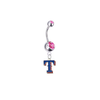 Texas Rangers Style 2 Silver Pink Swarovski Belly Button Navel Ring - Customize Gem Colors