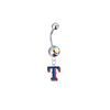 Texas Rangers Style 2 Silver Auora Borealis Swarovski Belly Button Navel Ring - Customize Gem Colors