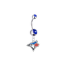 Toronto Blue Jays Silver Blue Swarovski Belly Button Navel Ring - Customize Gem Colors