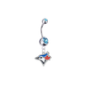 Toronto Blue Jays Silver Light Blue Swarovski Belly Button Navel Ring - Customize Gem Colors
