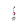 Washington Nationals Silver Pink Swarovski Belly Button Navel Ring - Customize Gem Colors