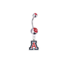Arizona Wildcats Silver Red Swarovski Belly Button Navel Ring - Customize Gem Colors