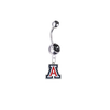 Arizona Wildcats Silver Black Swarovski Belly Button Navel Ring - Customize Gem Colors